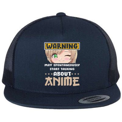 Warning May Spontaneously Start Talking About Anime Flat Bill Trucker Hat