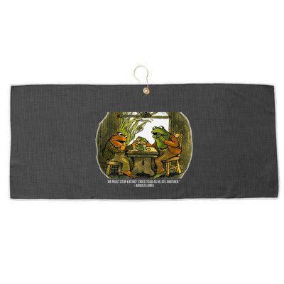 We Must Stop Eating Cried Toad As He Ate Fog And Toad Quote Large Microfiber Waffle Golf Towel