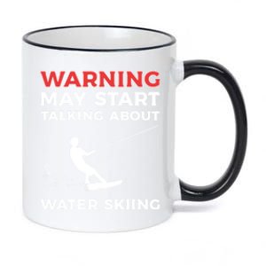 Warning May Start Talking About Water Skiing Gift 11oz Black Color Changing Mug