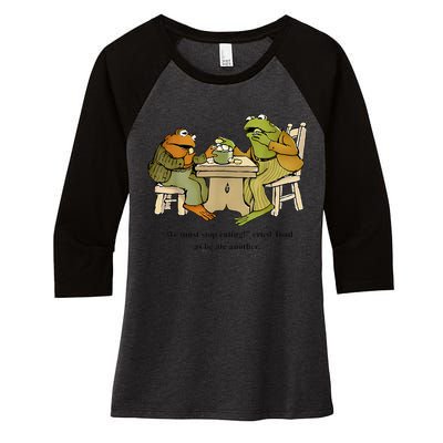 We Must Stop Eating Cried Toad As He Ate Another Frog Toad Women's Tri-Blend 3/4-Sleeve Raglan Shirt