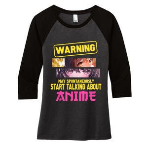 Warning May Spontaneously Start Talking About Anime Gift Women's Tri-Blend 3/4-Sleeve Raglan Shirt