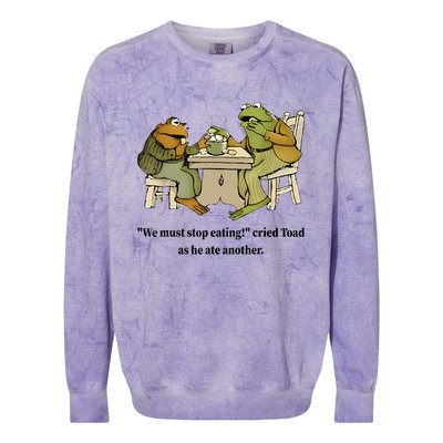 We Must Stop Eating Cried Toad As He Ate Another Frog Quote Colorblast Crewneck Sweatshirt