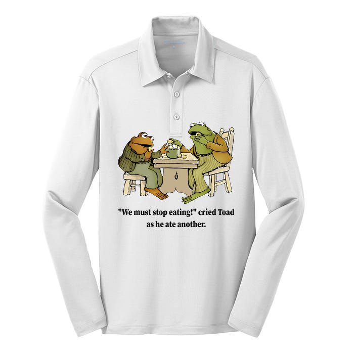 We Must Stop Eating Cried Toad As He Ate Another Frog Quote Silk Touch Performance Long Sleeve Polo