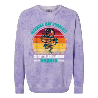 Warning May Suddenly Start Talking About Snakes Retro Snake Colorblast Crewneck Sweatshirt