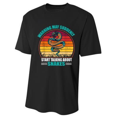 Warning May Suddenly Start Talking About Snakes Retro Snake Performance Sprint T-Shirt