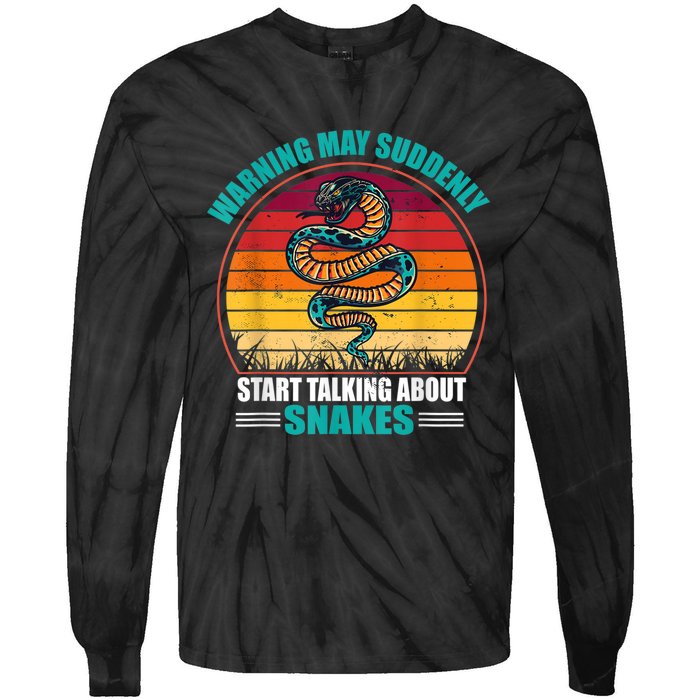 Warning May Suddenly Start Talking About Snakes Retro Snake Tie-Dye Long Sleeve Shirt