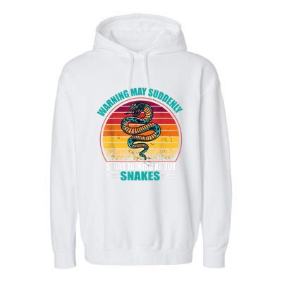 Warning May Suddenly Start Talking About Snakes Retro Snake Garment-Dyed Fleece Hoodie