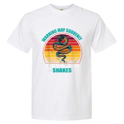 Warning May Suddenly Start Talking About Snakes Retro Snake Garment-Dyed Heavyweight T-Shirt