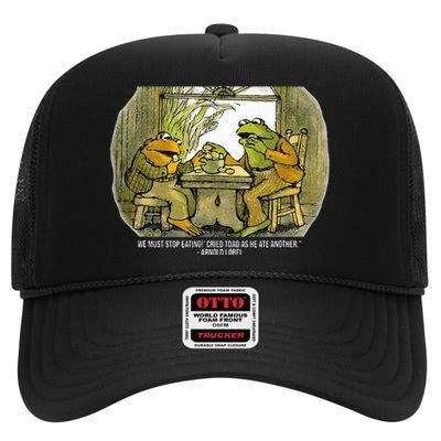 We Must Stop Eating Cried Toad As He Ate Another Frogs High Crown Mesh Back Trucker Hat