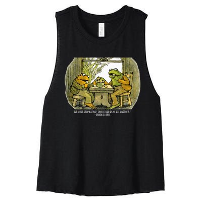 We Must Stop Eating Cried Toad As He Ate Another Frogs Women's Racerback Cropped Tank