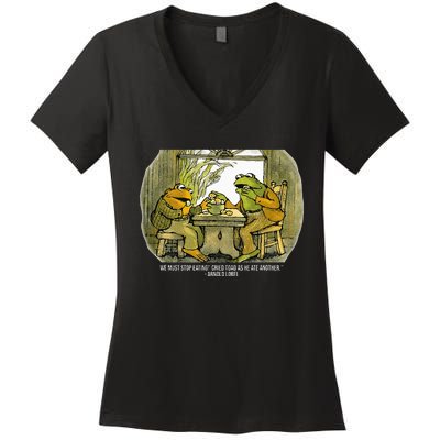 We Must Stop Eating Cried Toad As He Ate Another Frogs Women's V-Neck T-Shirt