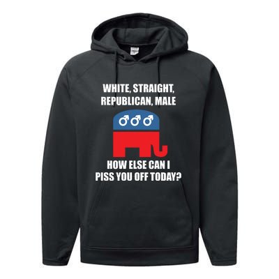 White Male Straight Republican | Funny Republican Gifts Performance Fleece Hoodie