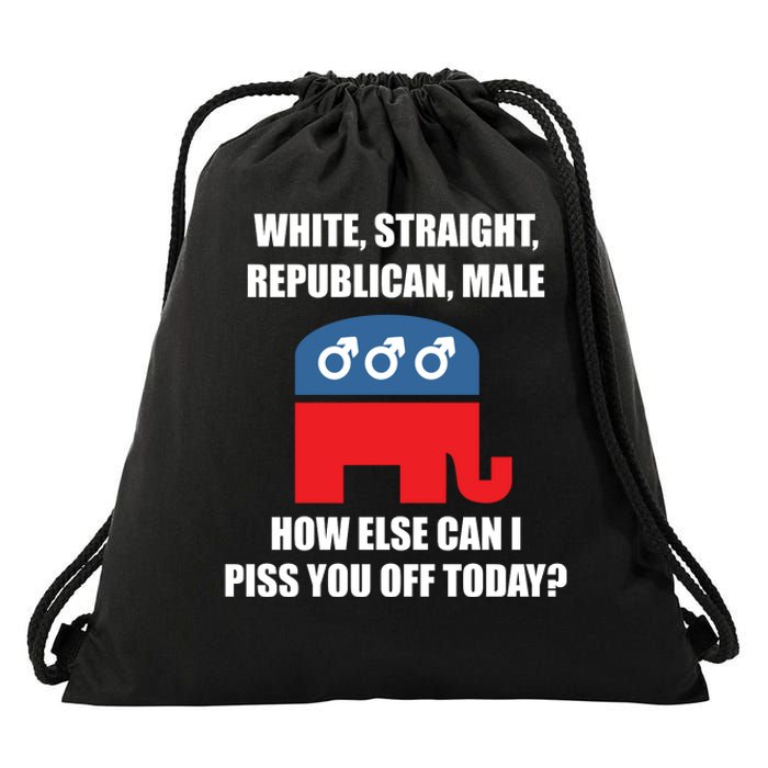 White Male Straight Republican | Funny Republican Gifts Drawstring Bag