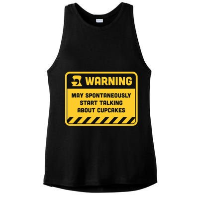 Warning May Spontaneously Start Talking About Cupcakes Meaningful Gift Ladies PosiCharge Tri-Blend Wicking Tank
