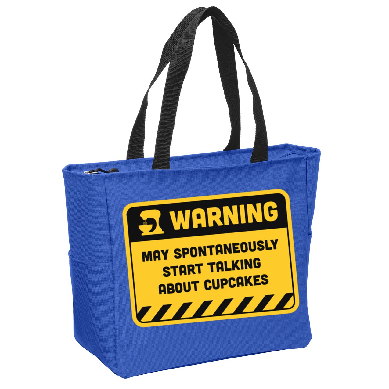 Warning May Spontaneously Start Talking About Cupcakes Meaningful Gift Zip Tote Bag