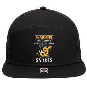 Warning May Suddenly Start Talking About Snakes Snake Lover 7 Panel Mesh Trucker Snapback Hat