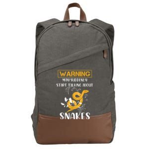 Warning May Suddenly Start Talking About Snakes Snake Lover Cotton Canvas Backpack