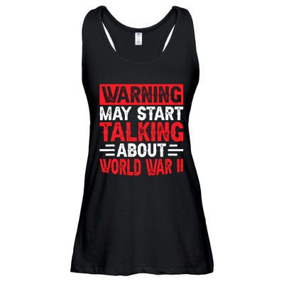 Warning May Start Talking About Ww2 Funny World War Two Ladies Essential Flowy Tank