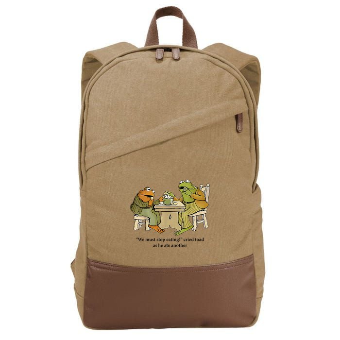 We Must Stop Eating Cried Toad As He Ate Another Frog Cotton Canvas Backpack