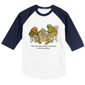 We Must Stop Eating Cried Toad As He Ate Another Frog Baseball Sleeve Shirt