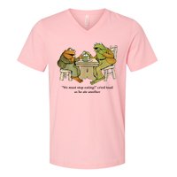 We Must Stop Eating Cried Toad As He Ate Another Frog V-Neck T-Shirt