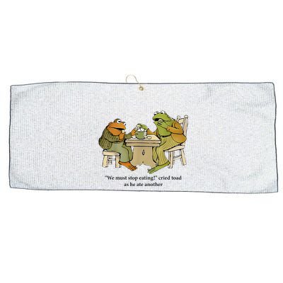 We Must Stop Eating Cried Toad As He Ate Another Frog Large Microfiber Waffle Golf Towel