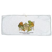 We Must Stop Eating Cried Toad As He Ate Another Frog Large Microfiber Waffle Golf Towel
