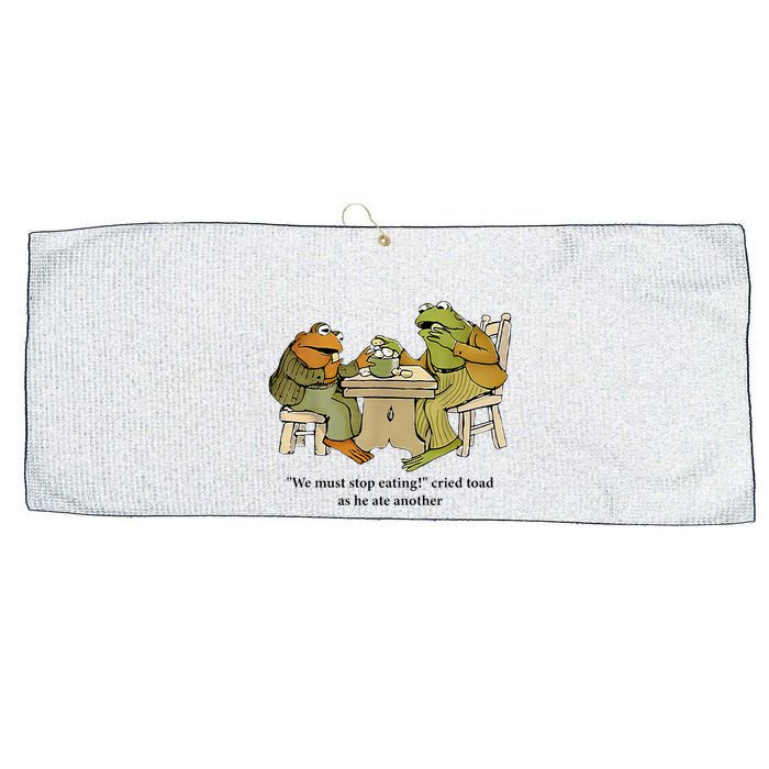 We Must Stop Eating Cried Toad As He Ate Another Frog Large Microfiber Waffle Golf Towel