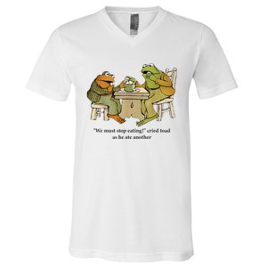 We Must Stop Eating Cried Toad As He Ate Another Frog V-Neck T-Shirt