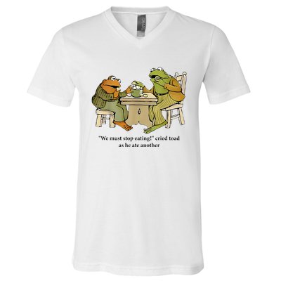 We Must Stop Eating Cried Toad As He Ate Another Frog V-Neck T-Shirt