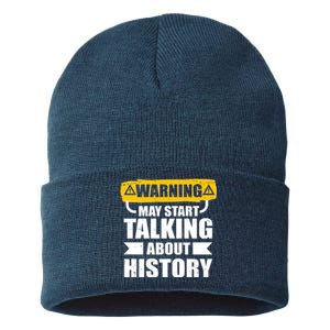 Warning May Start Talking About History Sustainable Knit Beanie