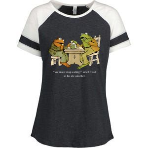 We Must Stop Eating Toad As He Ate Another Frog Toad Enza Ladies Jersey Colorblock Tee