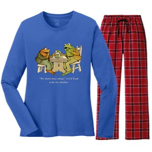 We Must Stop Eating Toad As He Ate Another Frog Toad Women's Long Sleeve Flannel Pajama Set 