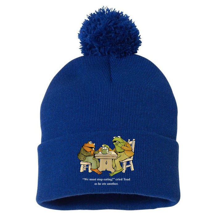 We Must Stop Eating Toad As He Ate Another Frog Toad Pom Pom 12in Knit Beanie