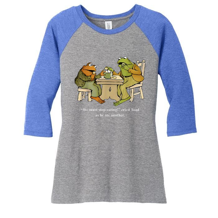 We Must Stop Eating Toad As He Ate Another Frog Toad Women's Tri-Blend 3/4-Sleeve Raglan Shirt