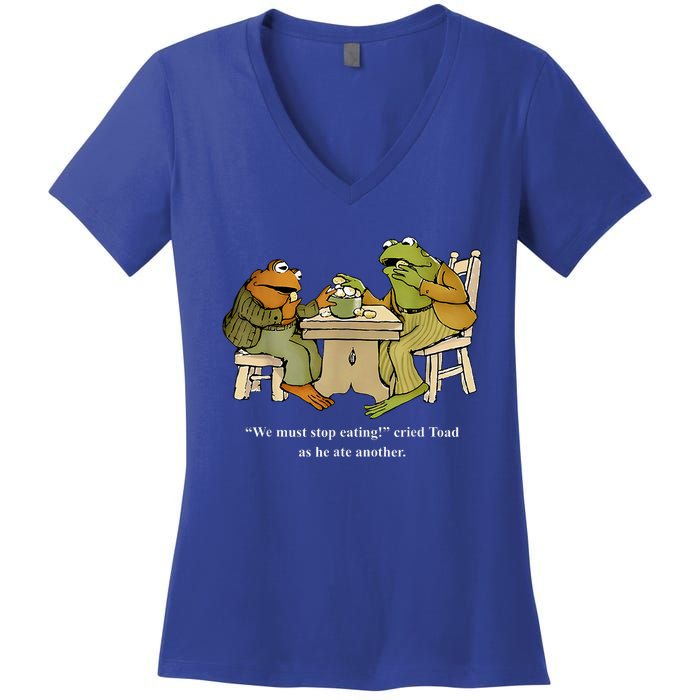 We Must Stop Eating Toad As He Ate Another Frog Toad Women's V-Neck T-Shirt