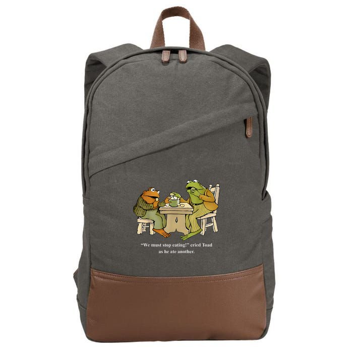 We Must Stop Eating Toad As He Ate Another Frog Toad Cotton Canvas Backpack