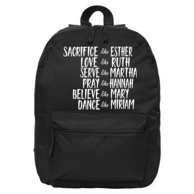 Womens Mens Sacrifice Like Esther Christian Bible Love Pray 16 in Basic Backpack