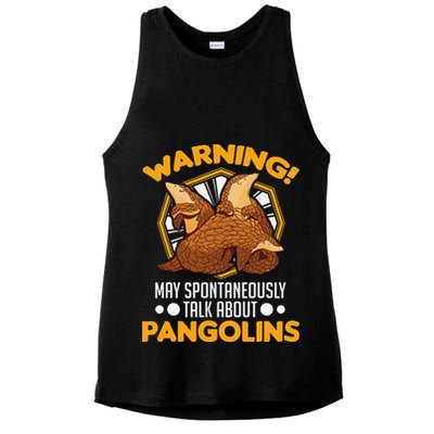 Warning May spontaneously talk about Pangolins Ladies PosiCharge Tri-Blend Wicking Tank