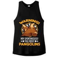 Warning May spontaneously talk about Pangolins Ladies PosiCharge Tri-Blend Wicking Tank