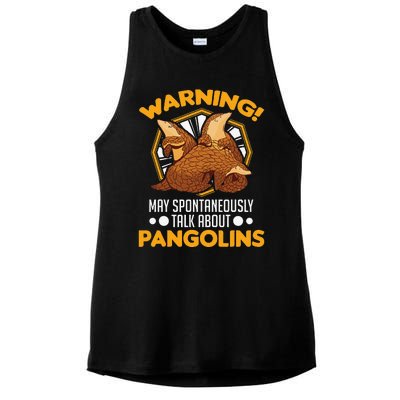 Warning May spontaneously talk about Pangolins Ladies PosiCharge Tri-Blend Wicking Tank