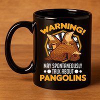 Warning May spontaneously talk about Pangolins 11oz C Handle Ceramic Mug