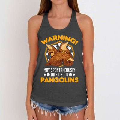 Warning May spontaneously talk about Pangolins Women's Knotted Racerback Tank