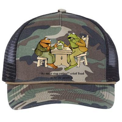 We Must Stop Eating Cried Toad As He Ate Another Frog Toad Retro Rope Trucker Hat Cap