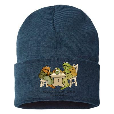 We Must Stop Eating Cried Toad As He Ate Another Frog Toad Sustainable Knit Beanie