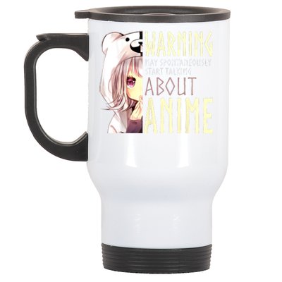 Warning May Spontaneously Start Talking About Anime Stainless Steel Travel Mug