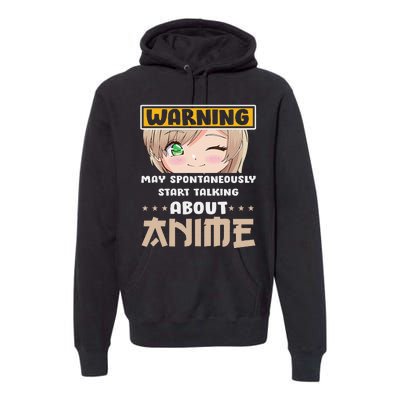 Warning May Spontaneously Talk About Anime Funny Manga   Premium Hoodie