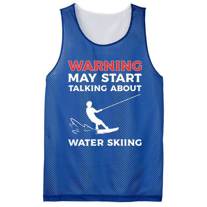 Warning May Start Talking About Water Skiing Meaningful Gift Mesh Reversible Basketball Jersey Tank