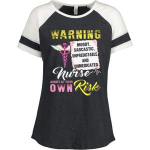 Warning Moody Sarcastic Unpredictable And Unmedicated Nurse Enza Ladies Jersey Colorblock Tee