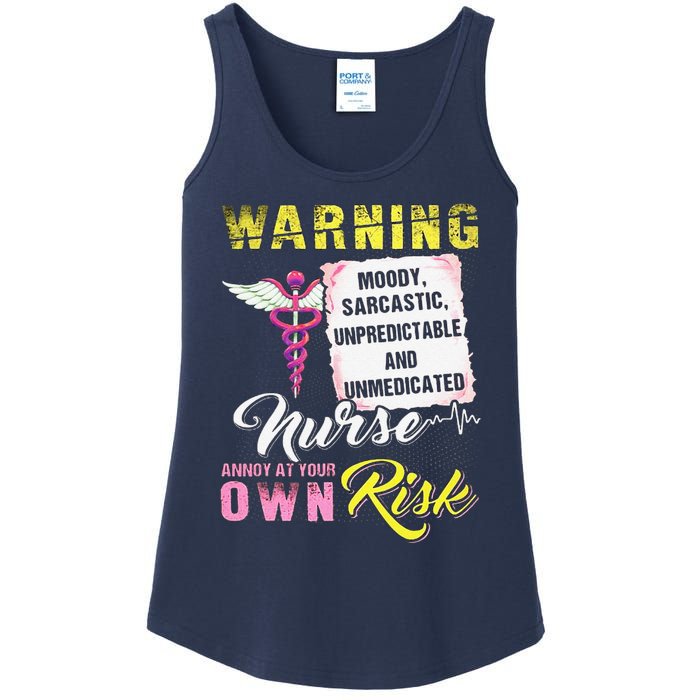 Warning Moody Sarcastic Unpredictable And Unmedicated Nurse Ladies Essential Tank